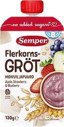 Flerkornsgröt Äpple, jordgubb & blåbär 8 Mån