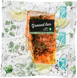 Lax Färsk Gravad i bit 250g Miljömärkt ICA