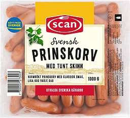 Prinskorv med Tunt Skinn 1kg Scan