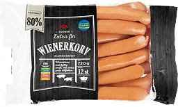 Wienerkorv Extra fin 80% Kötthalt 720g ICA