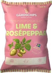 Potatischips Lime & Rosépeppar 150g Gårdschips