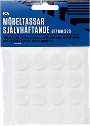 Möbeltassar självhäftande Vita 17mm ICA 20p
