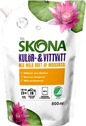 Tvättmedel Flytande Refill Morgonsol 800ml Miljömärkt ICA Skona