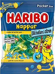 Godispåse Nappar Blå Hallon & Citron 80g Haribo