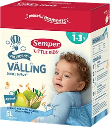 Fullkornsvälling dinkel & frukt 1år 23p 5l Semper