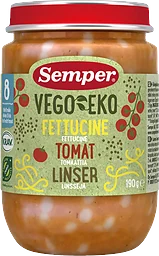 Fettucine med tomat & linser Från 8 Mån Ekologisk 190g KRAV Semper