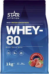 Proteinpulver Whey-80 Jordgubb 1kg Star Nutrition