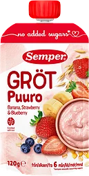 Gröt Jordgubb Banan Blåbär Från 6 Månader