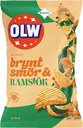 Potatischips Chips Brynt smör/Ramslök 275g Olw