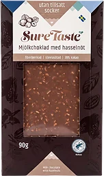 Mjölkchoklad Med Hasselnöt Utan Tillsatt Socker 90g SureTaste