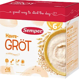 Havregröt Naturell Från 6m 480g Semper