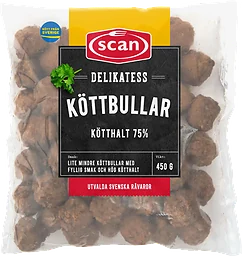 Köttbullar Delikatess 75% Kötthalt 450g Scan