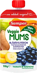 Barnmat Frukt & veggie mums blåbär & päron 6m 110g Semper