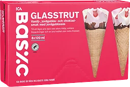 Glasstrut Jordgubb 8-p ICA Basic