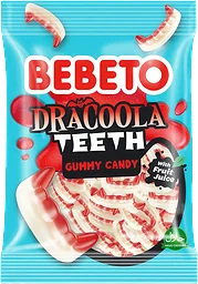 Gelégodis Vampyrtänder Med Jordgubbs- och Vaniljsmak 80g Bebeto