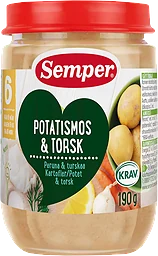 Potatismos med torsk & morot Från 6m 190g KRAV Semper