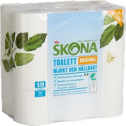 Toalettpapper 18-p Miljömärkt ICA Skona