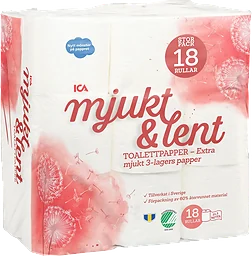 Toalettpapper Mjukt & Lent 18-p Miljömärkt ICA