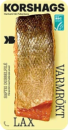 Laxfilé Färsk Varmrökt Dubbel i bit ca 300g Miljömärkt Korshags