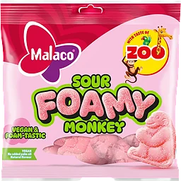 Godispåse Zoo Sour Foamy Monkey 115g Malaco