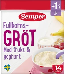 Fullkornsgröt Frukt & yoghurt Från 1,5år 14 port 470g Semper
