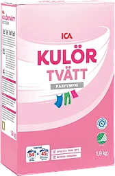 Tvättmedel Kulörtvätt Pulver Parfymfri 1,9kg Miljömärkt ICA