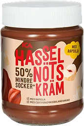 Hasselnötskräm 50% Mindre Socker 350g ICA