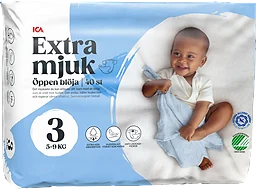 Blöjor Extra mjuk öppen blöja strl 3 5-9kg 40-p ICA