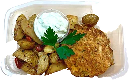Halloumibiff Med Tzatziki Och Klyftpotatis