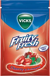 Halstablett Fruity Fresh Cherry & Eucalyptus sockerfri 72g Vicks