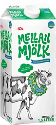 Mellanmjölk Lite längre hållbarhet 1,5% 1,5l ICA