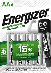 Batteri AA Laddbart 4-p Energizer Power Plus