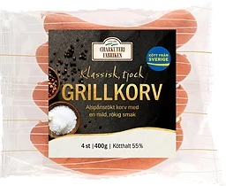 Grillkorv klassisk tjock  77% kötthalt 400g Charkuterifabriken