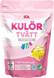 Tvättkapslar Kulörtvätt Oparfymerad 16-p ICA
