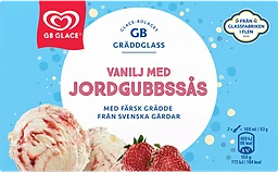 Glass Vanilj med jordgubbssås 500ml GB Gräddglass