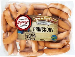 Prinskorv 70% Kötthalt 1kg Rybergs