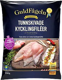 Tunnskivade kycklingfiléer Fryst 700g Guldfågeln