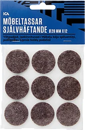 Möbeltassar självhäftande Brun 28mm 12p ICA