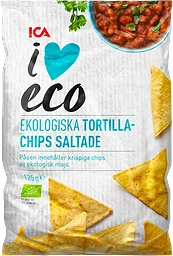 Tortillachips Lättsaltade Ekologisk 125g ICA I love eco