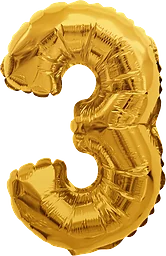 Folieballong Nr 3 Guld Happy Party