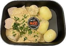 Kokt fläskkorv med persiljesås