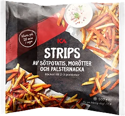 Strips Sötpotatis Morötter och Palsternacka 500g ICA