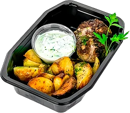 Grekisk Biff Med Klyftpotatis & Tzatziki ca 420g ICA Kvantum Lerum