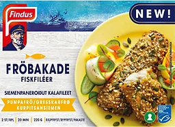 Fröbakade fiskfiléer, pumpafrö & solrosfrö MSC 220g Findus