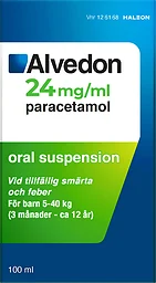 Alvedon24mg/ml Oral Suspension 3m-12år  5-40kg