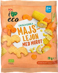 Barnsnacks Majs morot ekologisk 8m 20g ICA i love eco