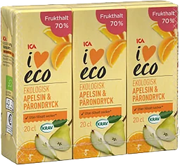 Fruktdryck Apelsin & päron 20cl 3-p ICA I love eco