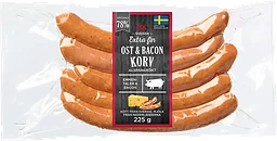 Grillkorv Ost och Bacon Extra Fin 78% Kötthalt 225g ICA
