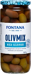 Olivmix Halkidiki & Kalamata med Kärnor