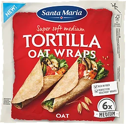 Tortilla Oat Wraps Med 6s Santa Maria